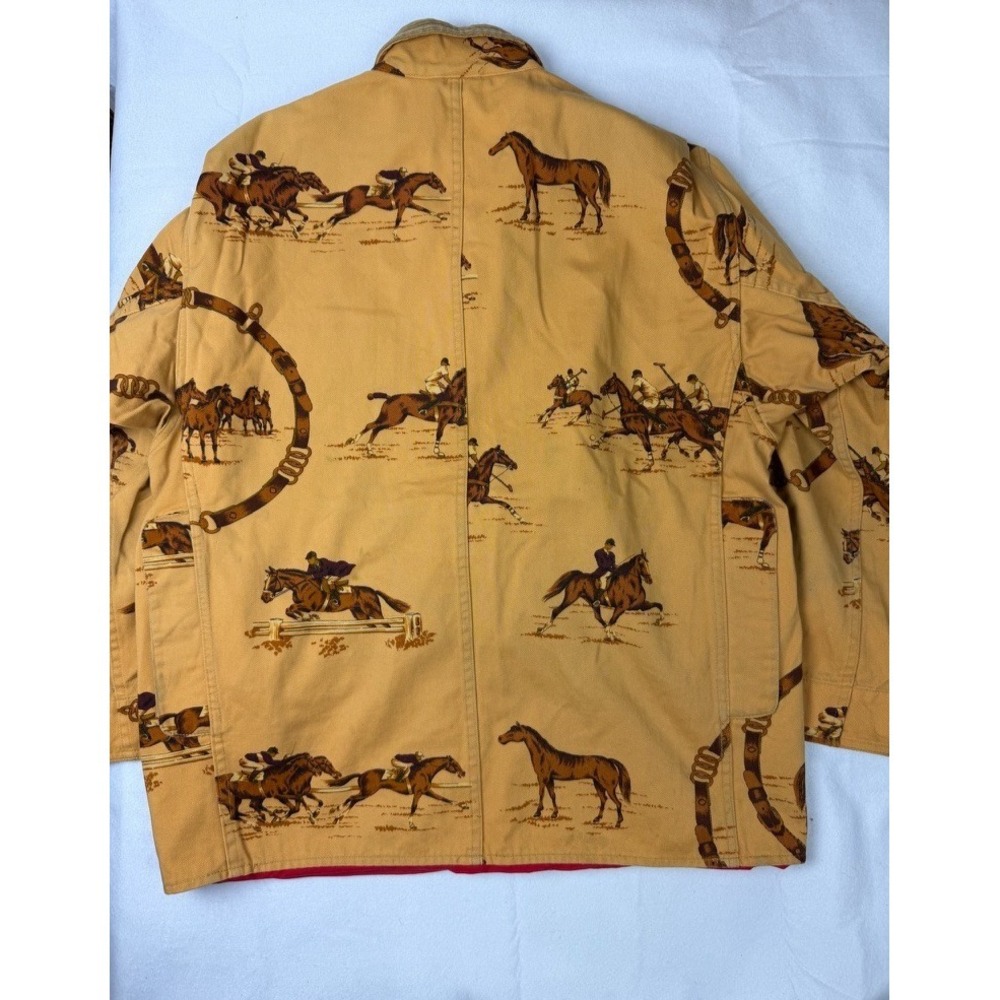 Vintage Ralph Lauren Polo Equestrian Print Chore Jacket Tan M - READ - Picture 12 of 16